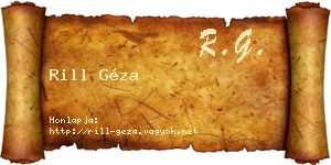 Rill Géza névjegykártya